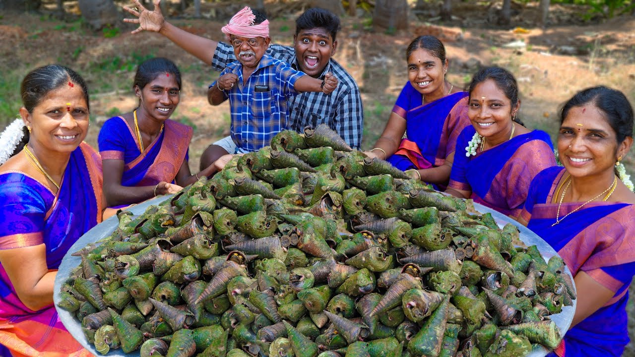 OOMACHI SNAIL | Snail Cooking and Eating With Village Food Safari Suppu And Kutty Siruthai
