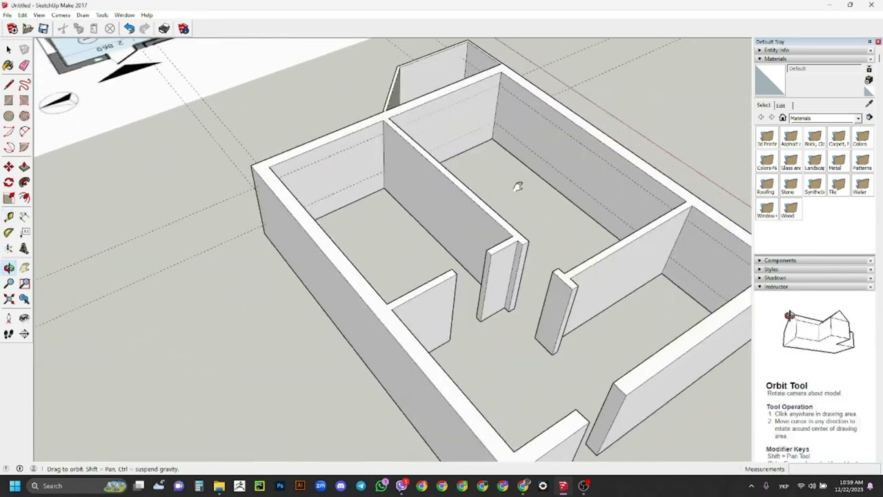 Sketch Up виведення стін та видавлювання вікон