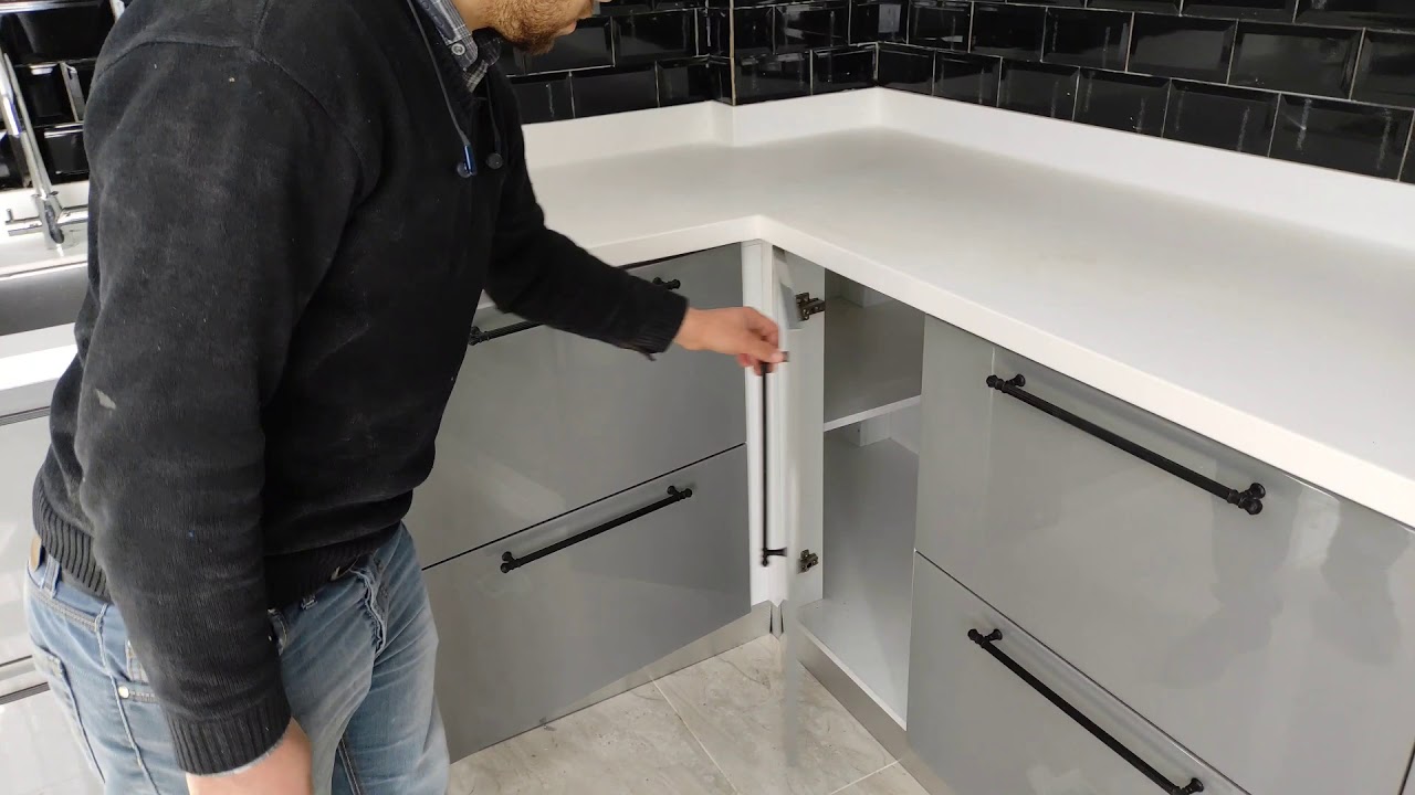 Lake Beyaz ve Antrasit Gri Mutfak dolabı Tanıtımlı