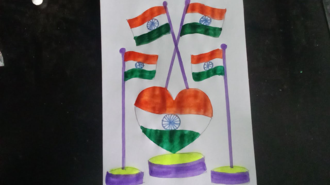 the indian dil flags drawing|most beautiful national Dil flag painting| how to flag draw &hearts;️🇮🇳