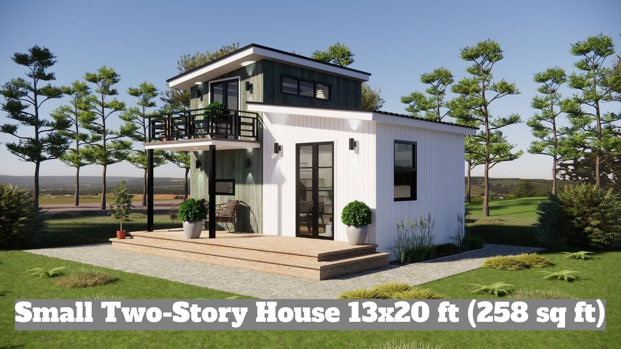 Small Two-Story House 13x20 ft (258 sq ft) | Compact 4x6m Modern Home with Upstairs Bedroom