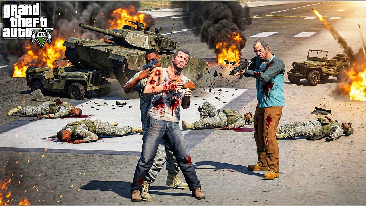 Trevor Saves Michael from Military Force | GTA 5