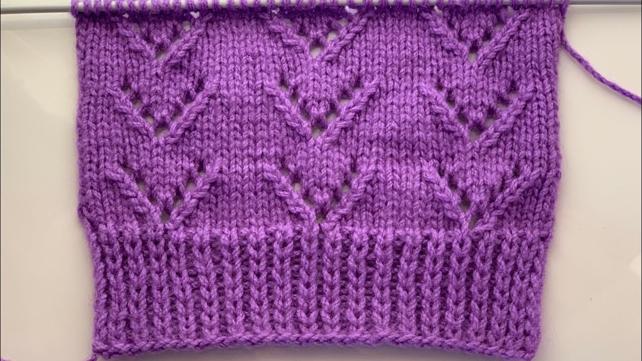 Easy lace knitting stitch pattern for cardigans