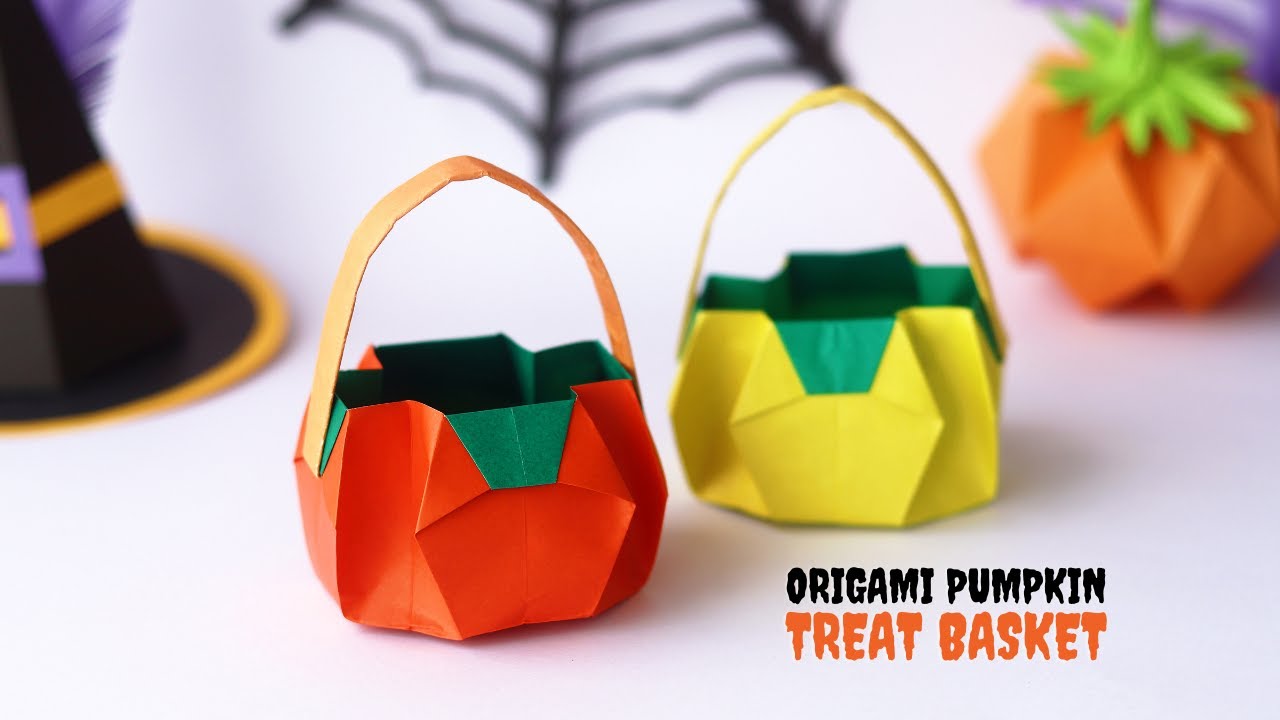 Halloween Origami Pumpkin Basket| Pumpkin Treat Box | Halloween Crafts