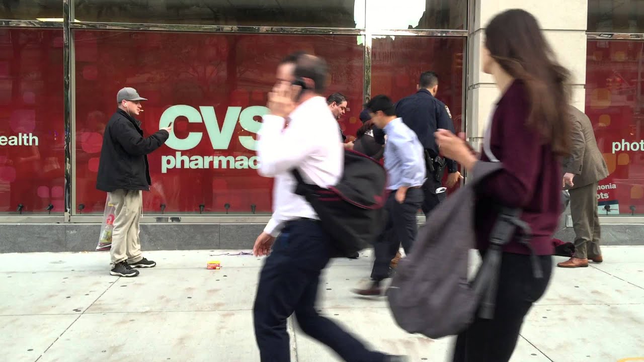 NYPD RESPONDING & ARRESTING VERY AGITATED WOMAN CAUGHT STEALING AT A CVS STORE IN MANHATTAN, NYC.