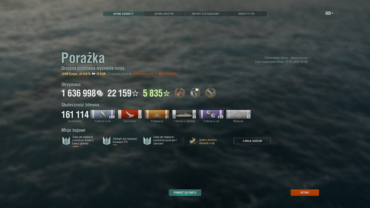 SS Agir 161 K dmg 3 kills 1337 exp Wsparcie, Duży kaliber, Ekspert walki w zwarciu