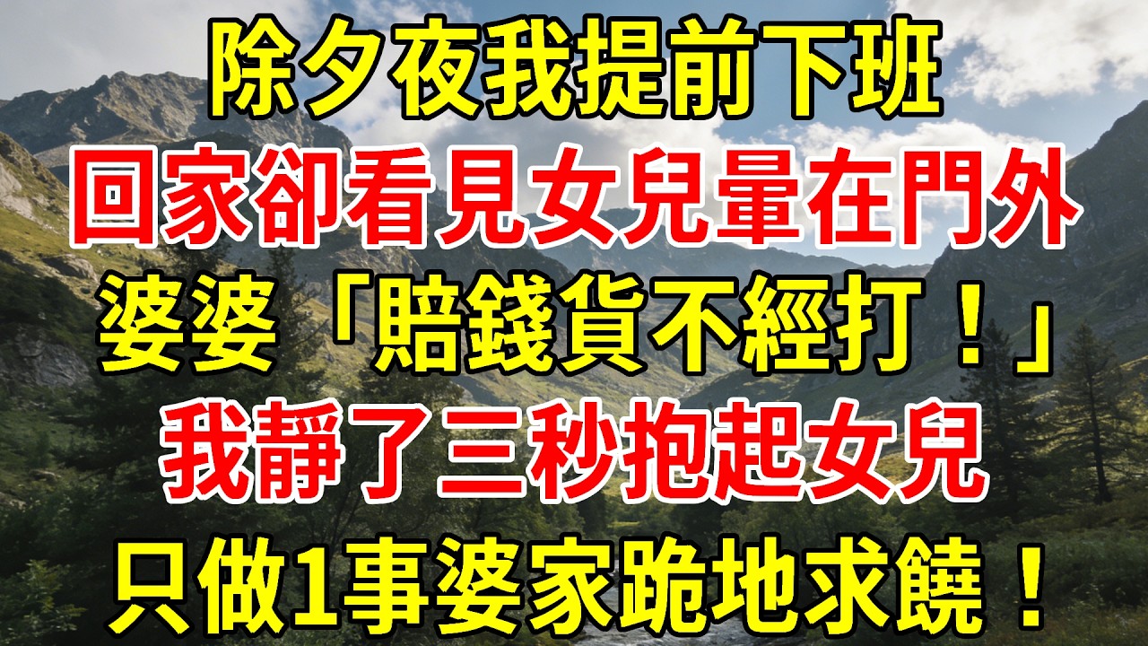 除夕夜我提前下班，回家卻看見女兒暈在門外。婆婆「賠錢貨不經打！」我靜了三秒抱起女兒，只做1事婆家跪地求饒！#為人處世#經驗#情感故事#戀愛#情感#婚姻#人生感悟