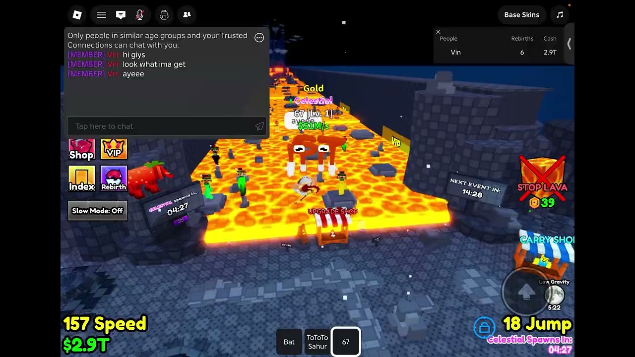i got a GOLDEN CELETIAL in SURVIVE LAVA for BRAINROTS!