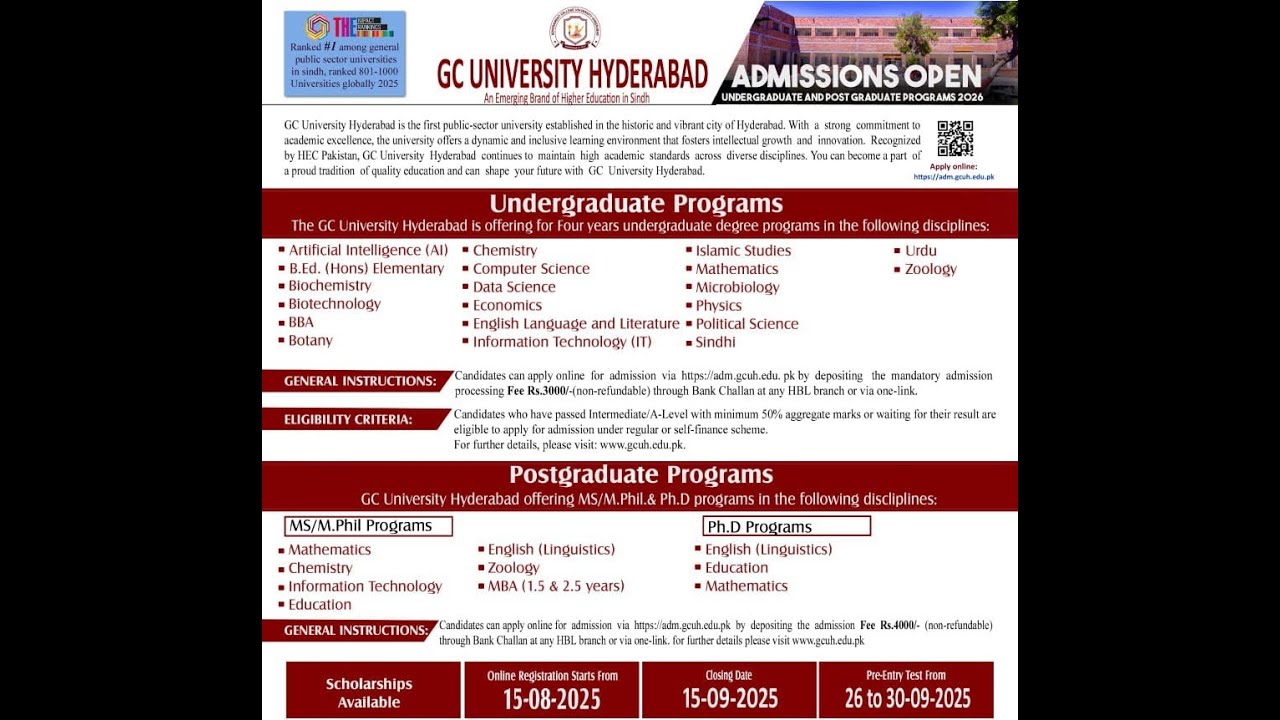 How to apply for GC University Hyderabad | Admission of 2025-26 | Explained. #university #pakistan