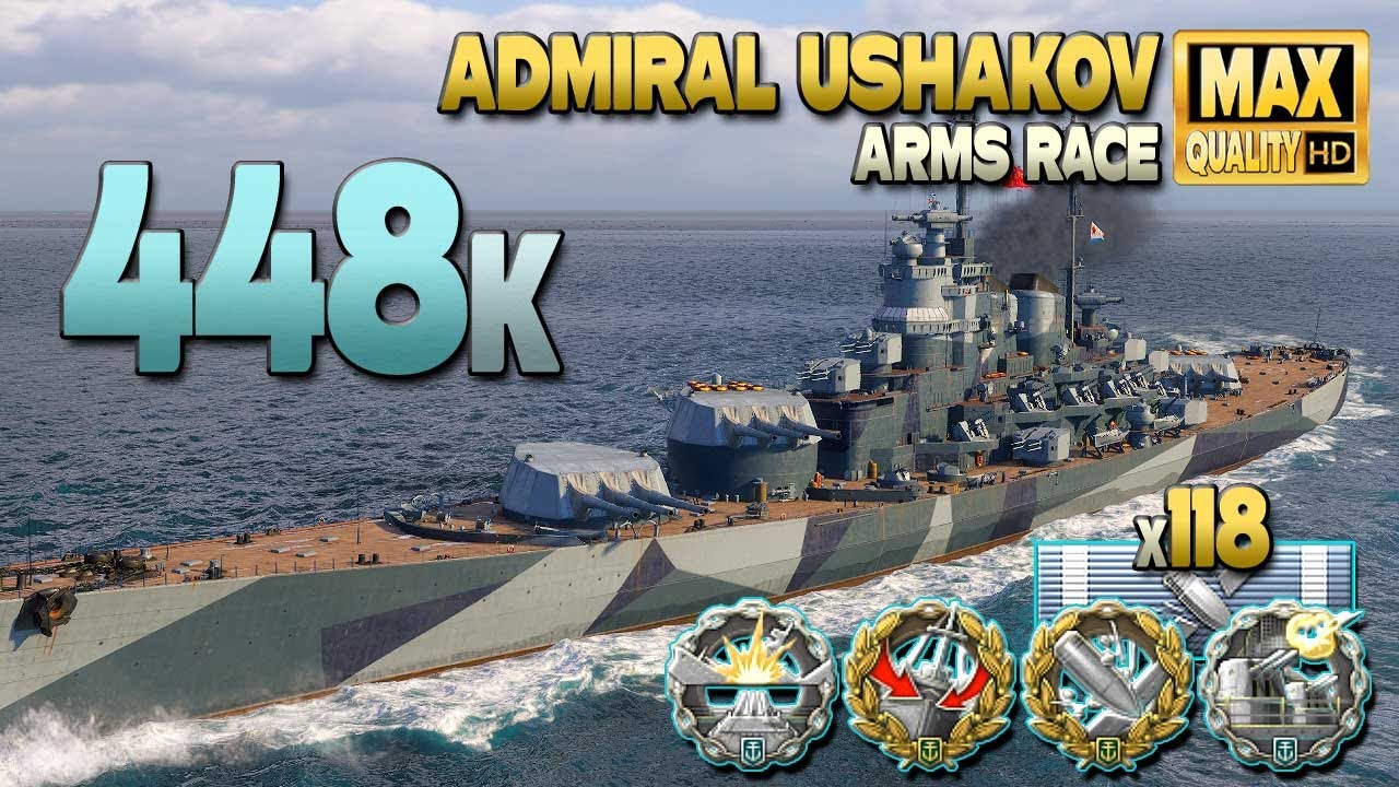 линкор Адмирал Ушаков: Гигантская игра на карте Петля - World of Warships