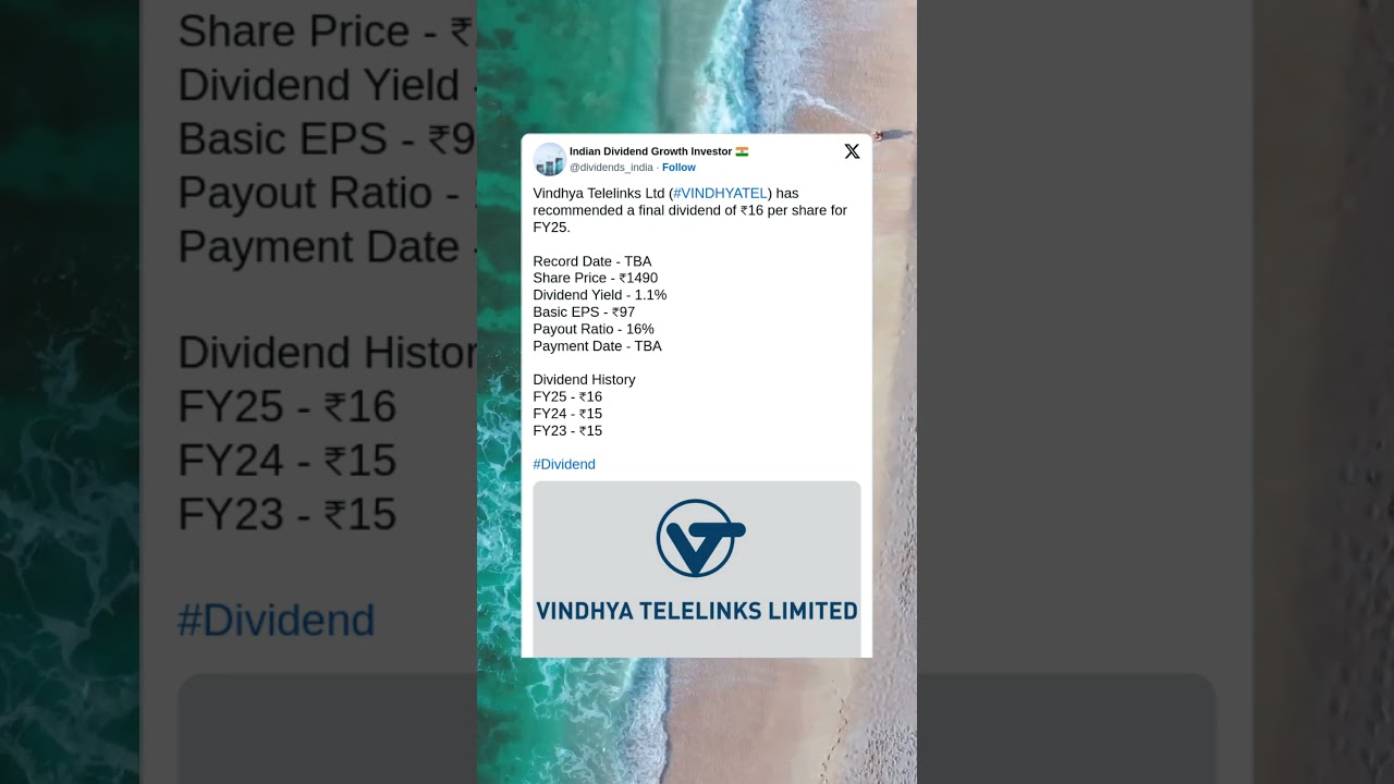 Vindhya Telelinks Ltd has recommended a Final Dividend for FY25. #BreakingNews #StockMarket