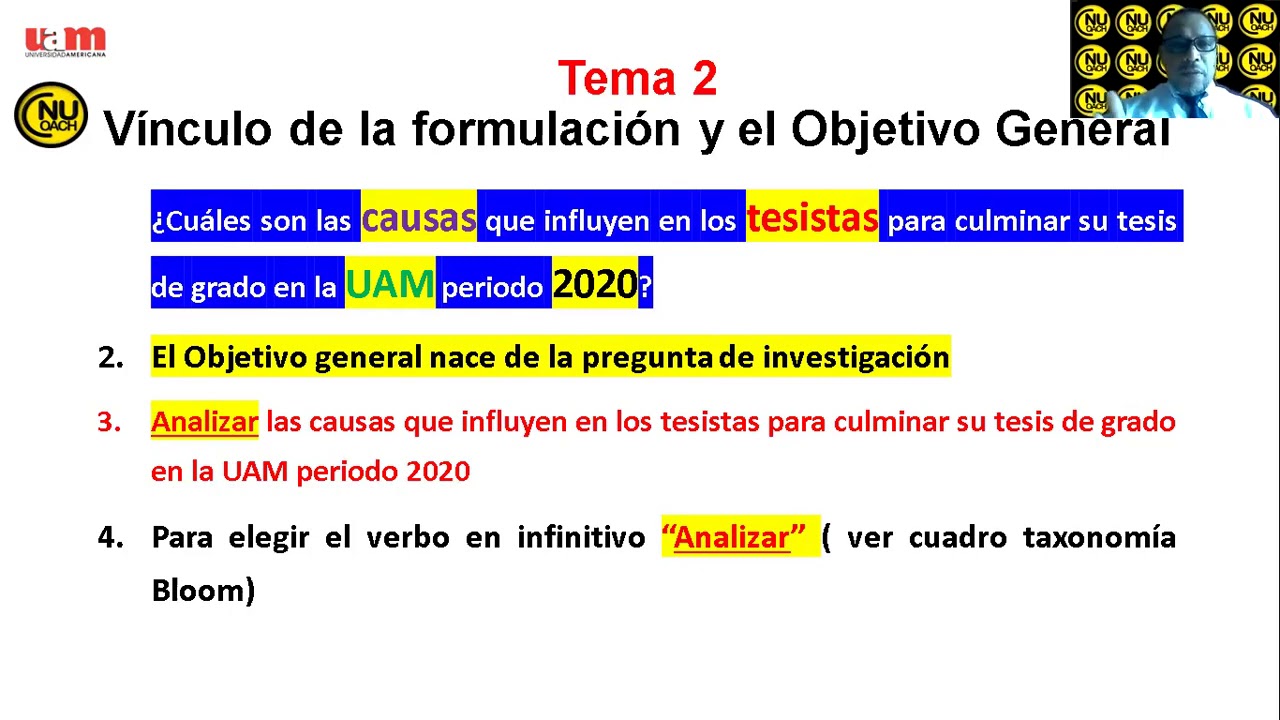 Pasos para redactar un Objetivo General