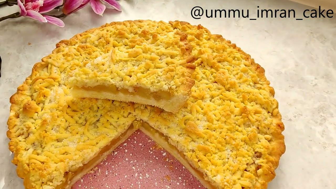 ТЕРТЫЙ ПИРОГ С ЯБЛОКАМИ. ОҒИЗДА ЭРИЙДИГАН ОЛМАЛИ ПИРОГ