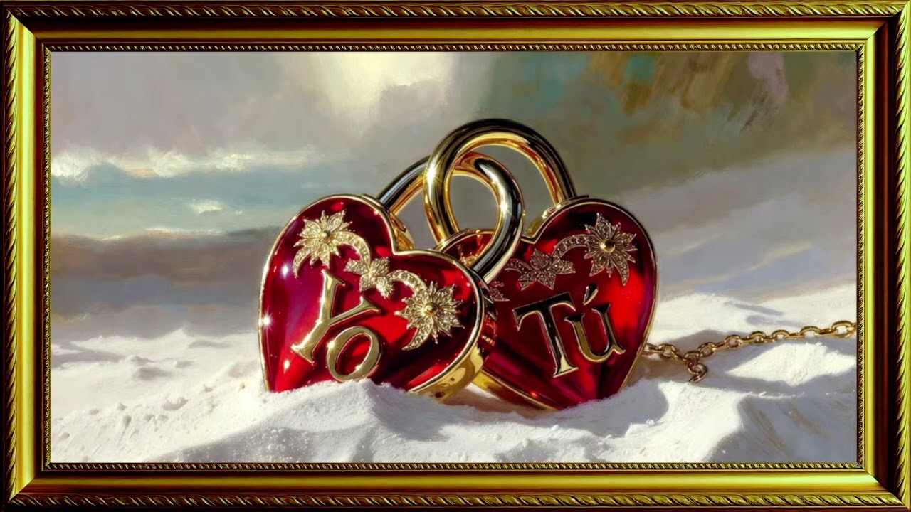 Valentine’s Day | 5 Hours Red Heart Locks | 4K Gold Frame TV Art for Romantic Home Decor | TV Art