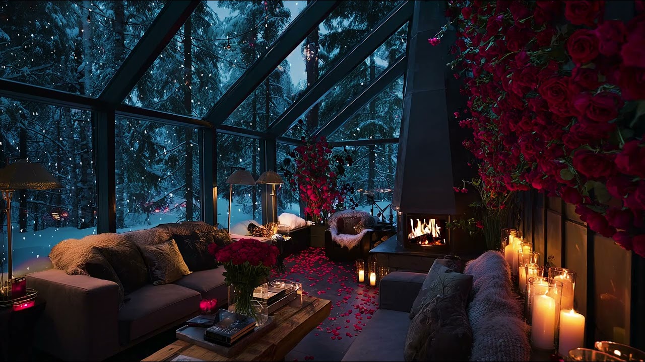 Calm Cozy White Lounge | 3 Hours Winter Snow Outside Window | Stress Relief Focus Study Healing