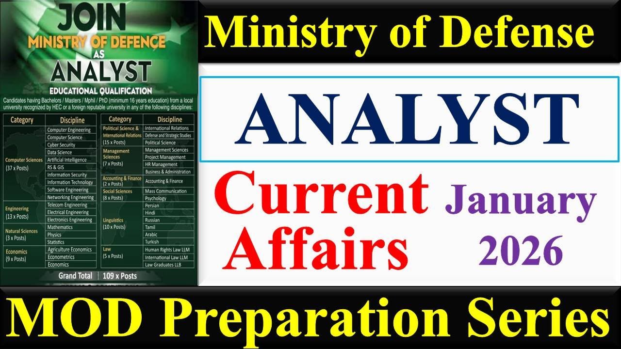 MOD Analyst Screening Test Preparation | Current Affairs Jan 2026 | MOD Analyst Screening Test | MOD