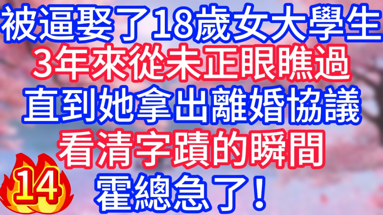 [14]被逼娶了18歲女大學生，3年來從未正眼瞧過，直到她拿出離婚協議，看清字蹟的瞬間，霍總急了！
