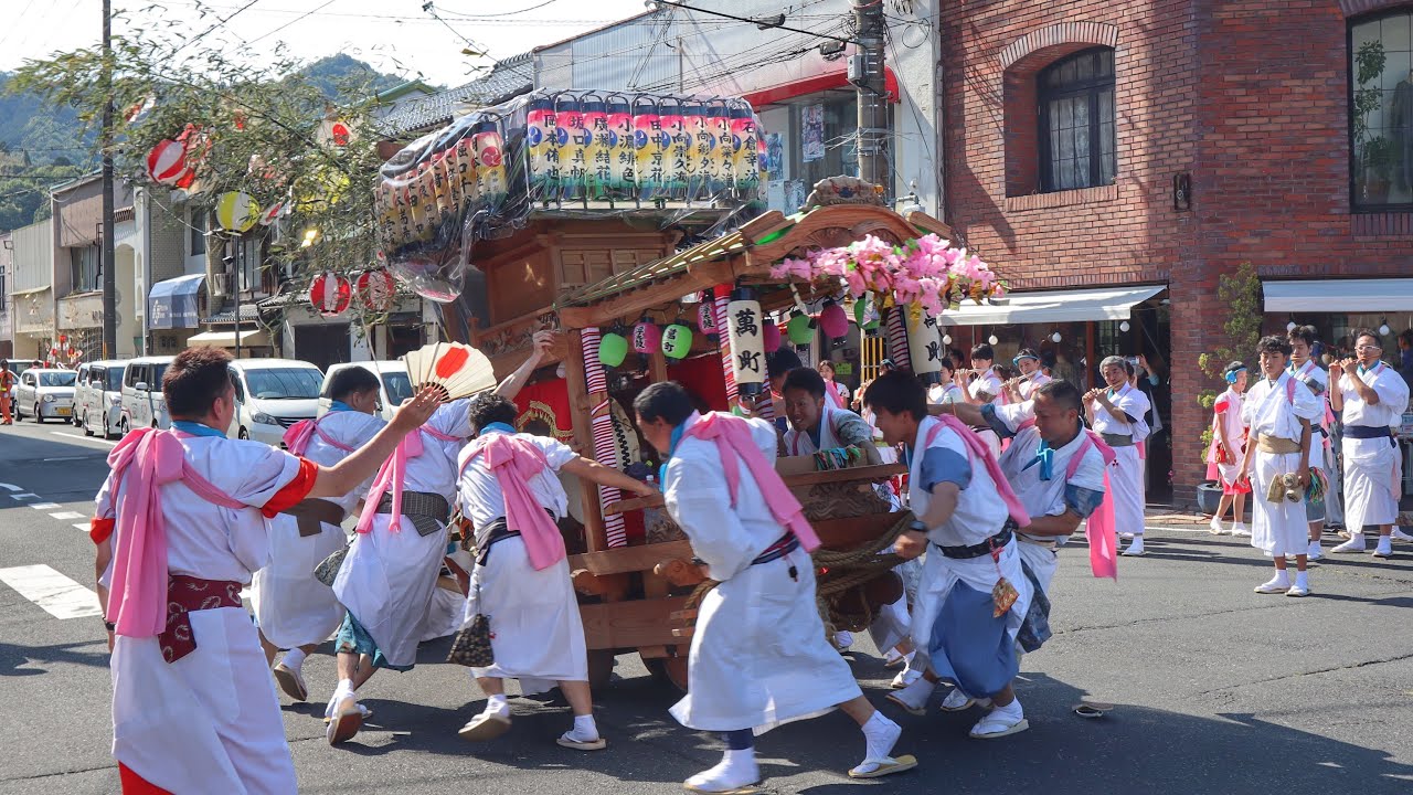 令和5年　京都府宮津市　宮津祭　山王宮日吉神社・和貴宮神社　3日目　役所(御旅所)   辻回し　浮太鼓、神輿