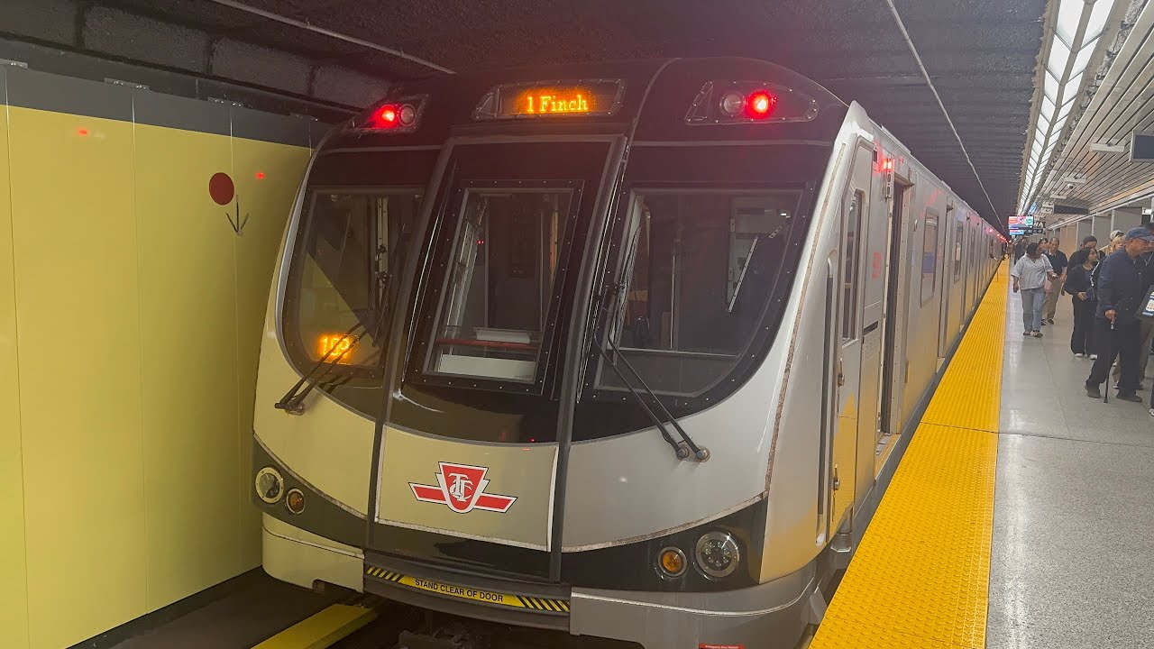 Line 1 Yonge-University Vaughan Metropolitan Centre Station to Finch station side view ride video 