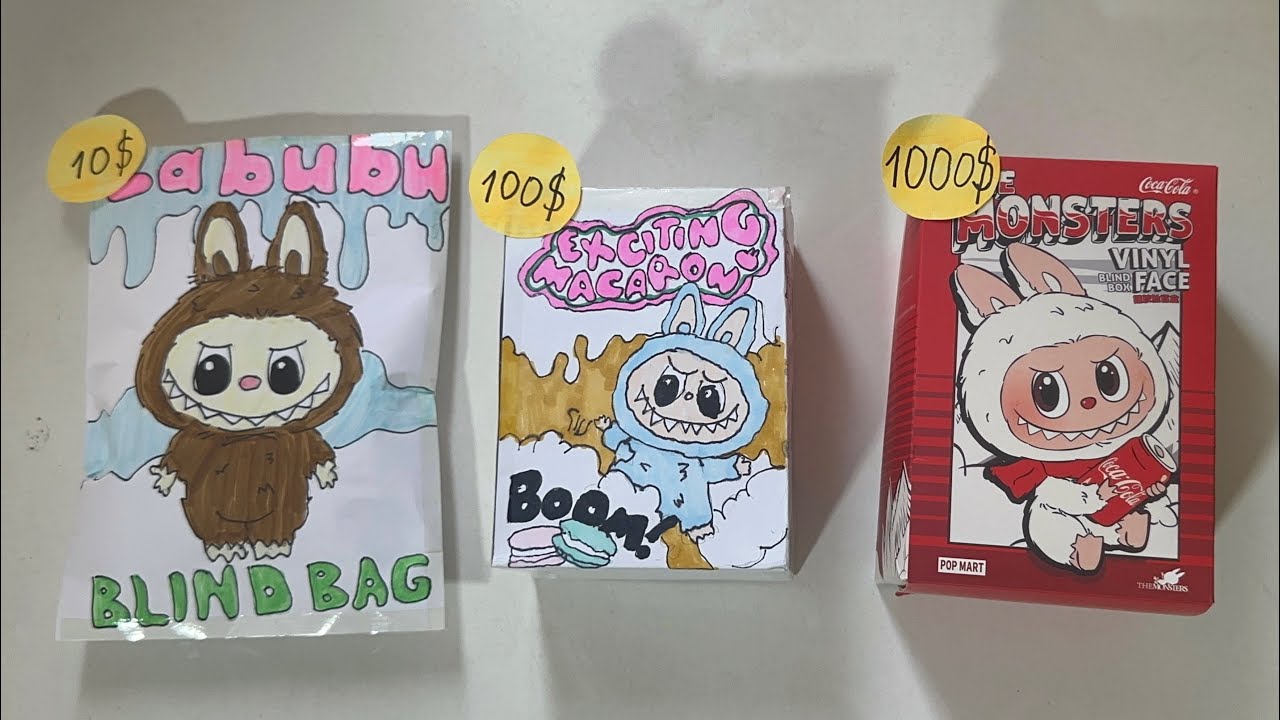 10$ vs $100 vs $1000 LABUBU HANDMADE vs MARKET BLIND BAGS! Paper DIY | ASMR ❤️Tingle Box❤️