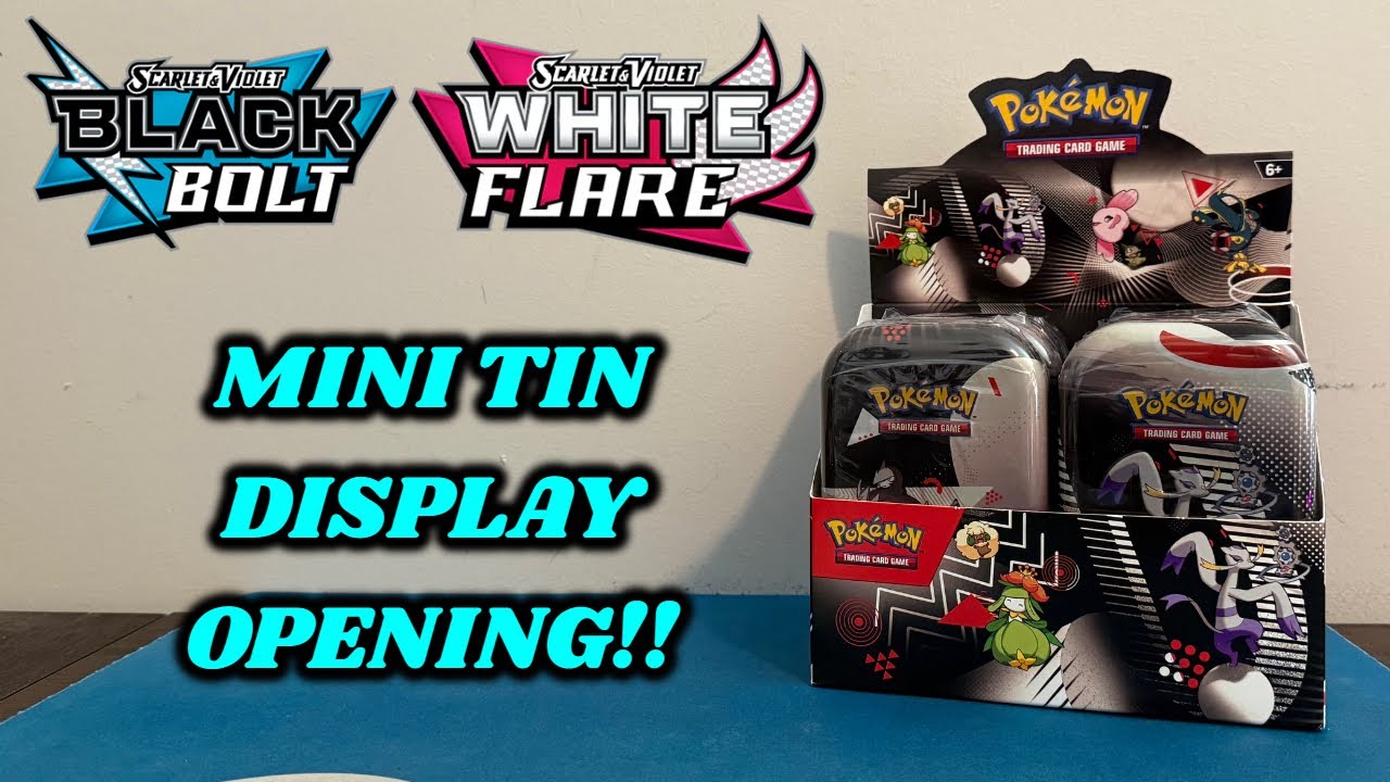Opening a WHOLE BLACK BOLT & WHITE FLARE Mini Tin Display!! (pokemon card opening)