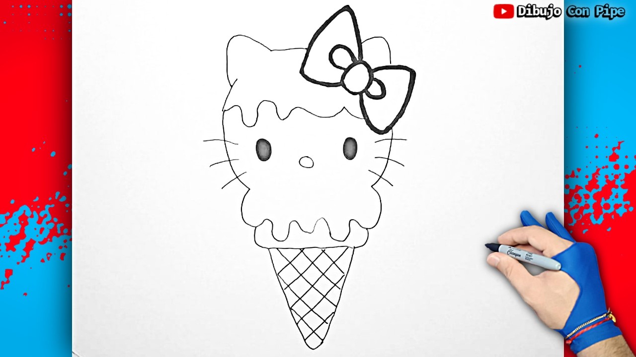 Dibuja un Helado de Hello Kitty 🍦✏️ Dibujos Para Niños