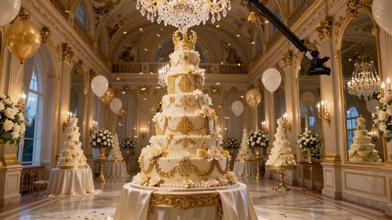 С днём рождения! Грандиозный королевский праздник: торт, свечи и конфетти