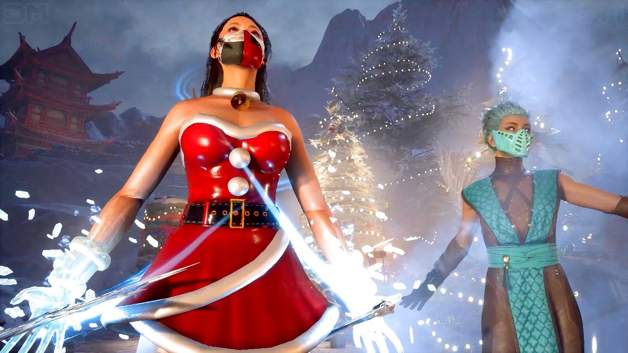 Mortal Kombat 1 Christmas Kitana Performs All Fatal Blows & Intros, Victory Celebrations