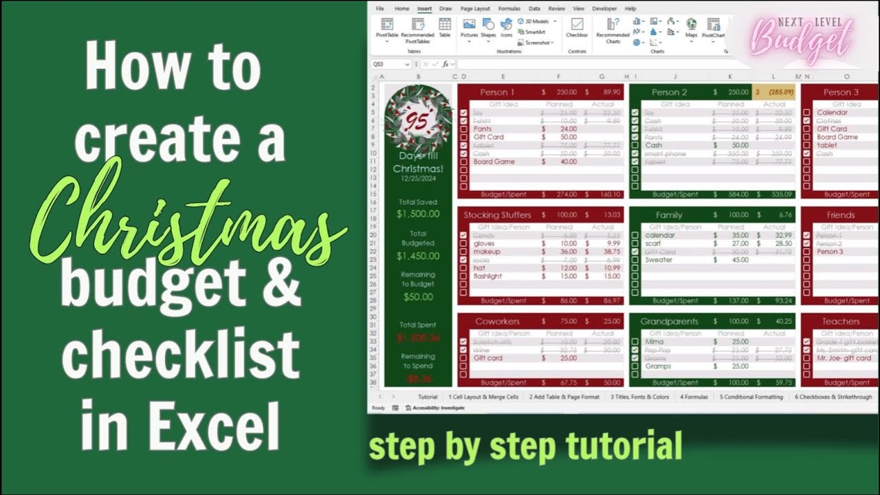Create a Christmas Budget & Gift Checklist in Excel