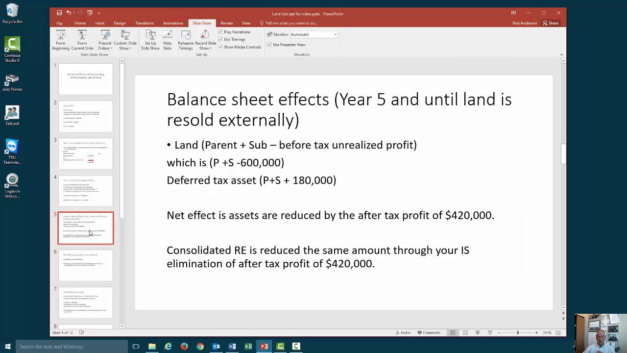Advanced Financial Accounting: Intercompany sale of land