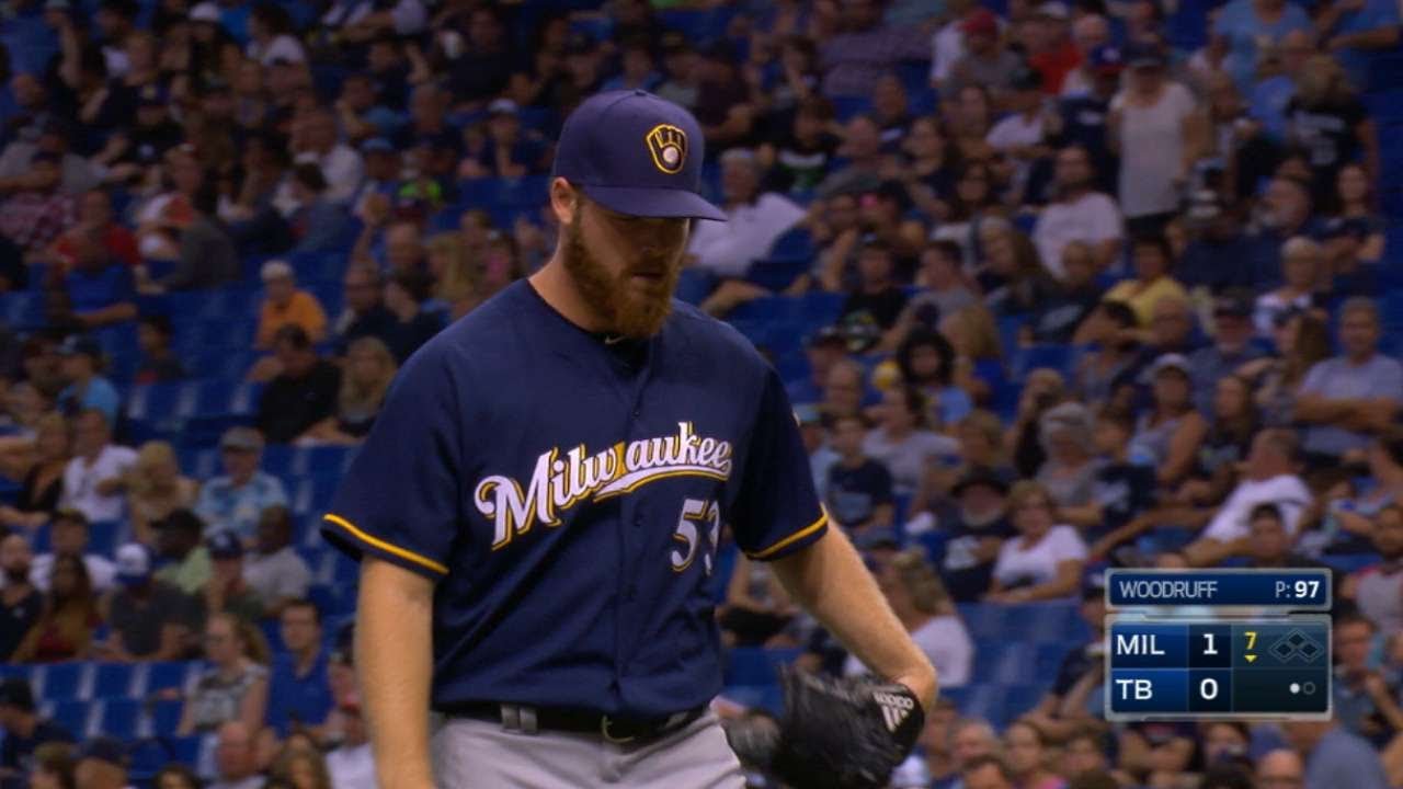 MIL@TB: Woodruff hurls 6 1/3 scoreless in MLB debut