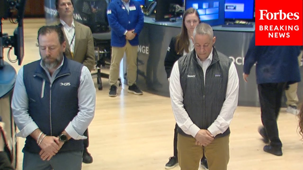 New York Stock Exchange Holds Moment Of Silence Following Death Of Pope Francis