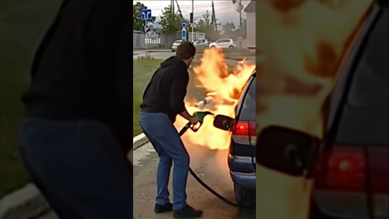 A shocking fire incident in the gas station #shocking #closecall