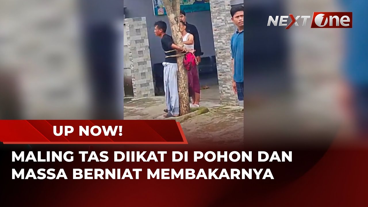 Kepergok Curi Tas Emak-Emak, Maling Diikat di Pohon Pinggir Jalan Mau Dibakar