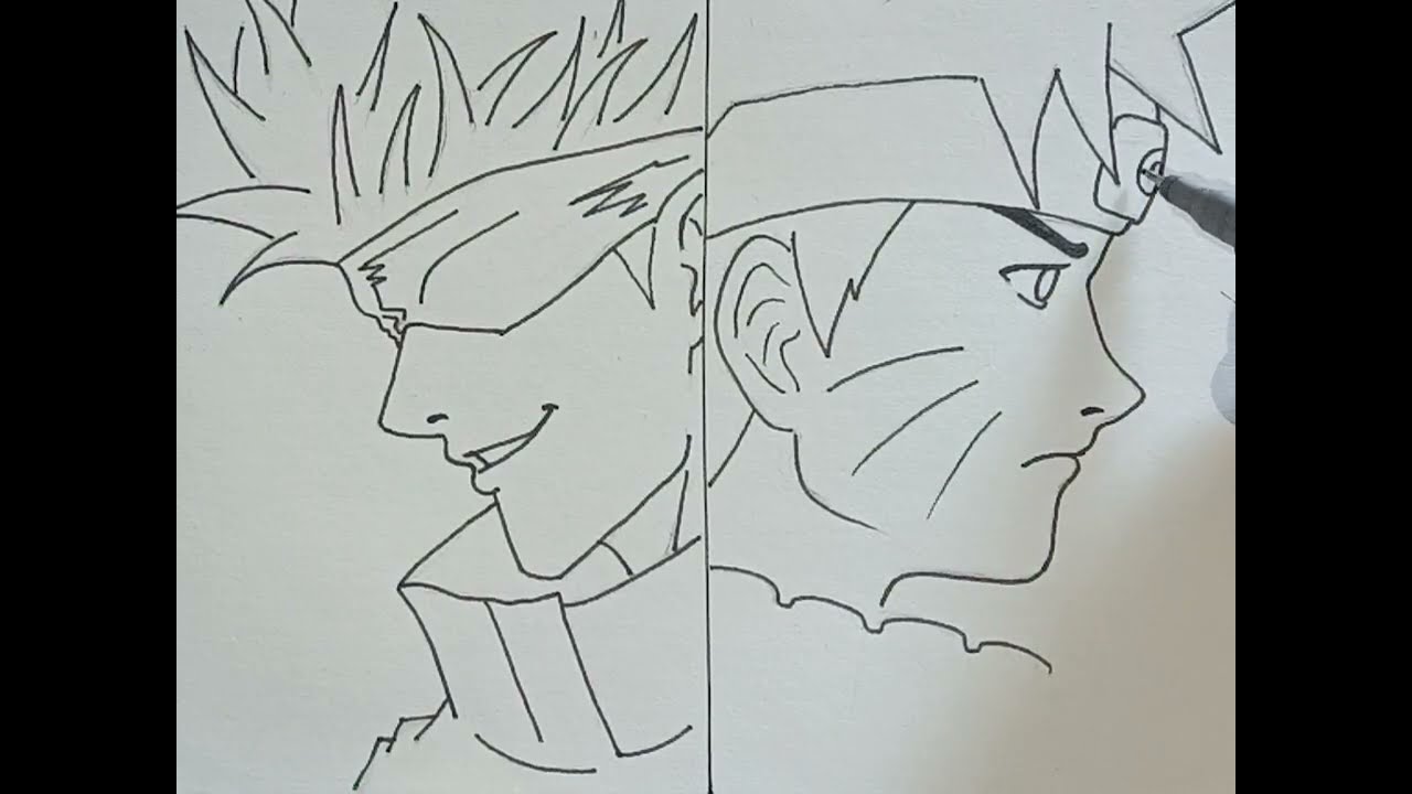 🍥 How to Draw Naruto and gojo Satoru drawing ( tutorial videos – Easy Step by Step) for kids 🌀♂️☯️