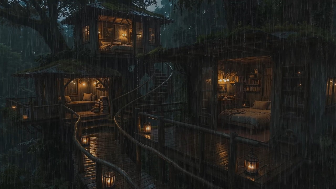 Peaceful Rainy Night at a Secluded Forest Cabin🌲 | Calm Ambience for Sleep