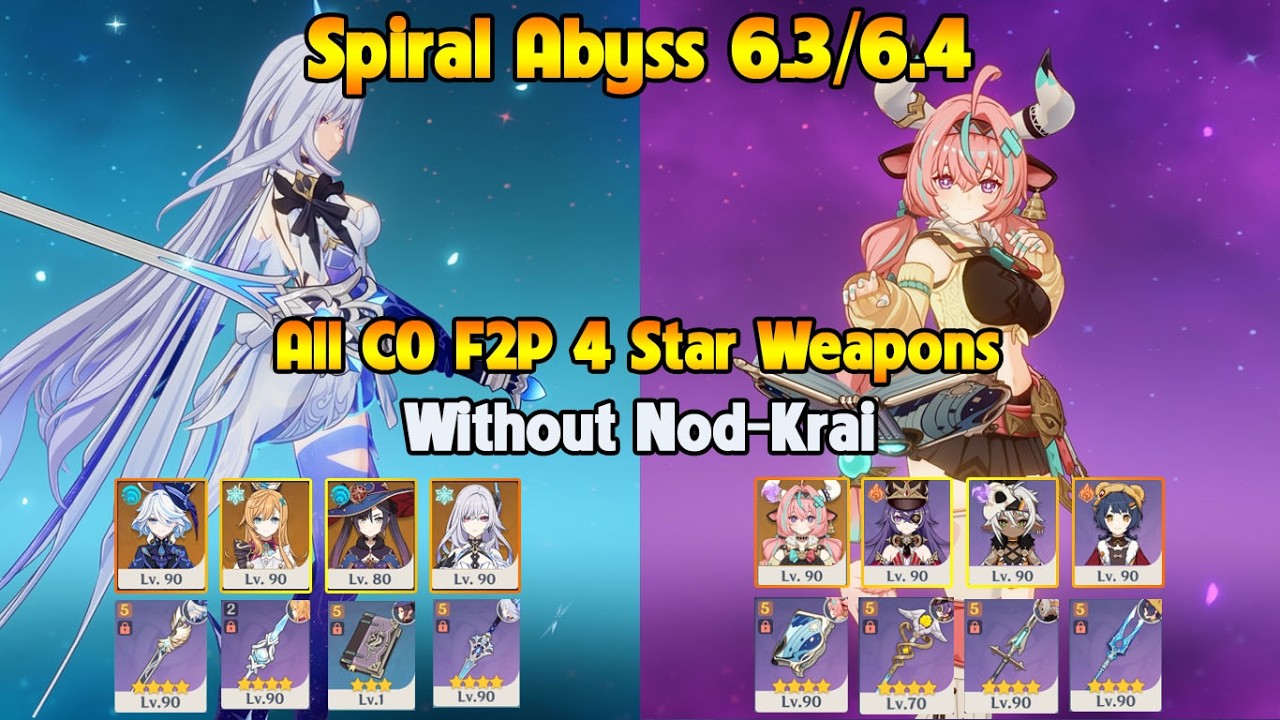 NEW SPIRAL ABYSS 6.3/6.4 All C0 F2P 4 Star Weapons Without Nod-Krai