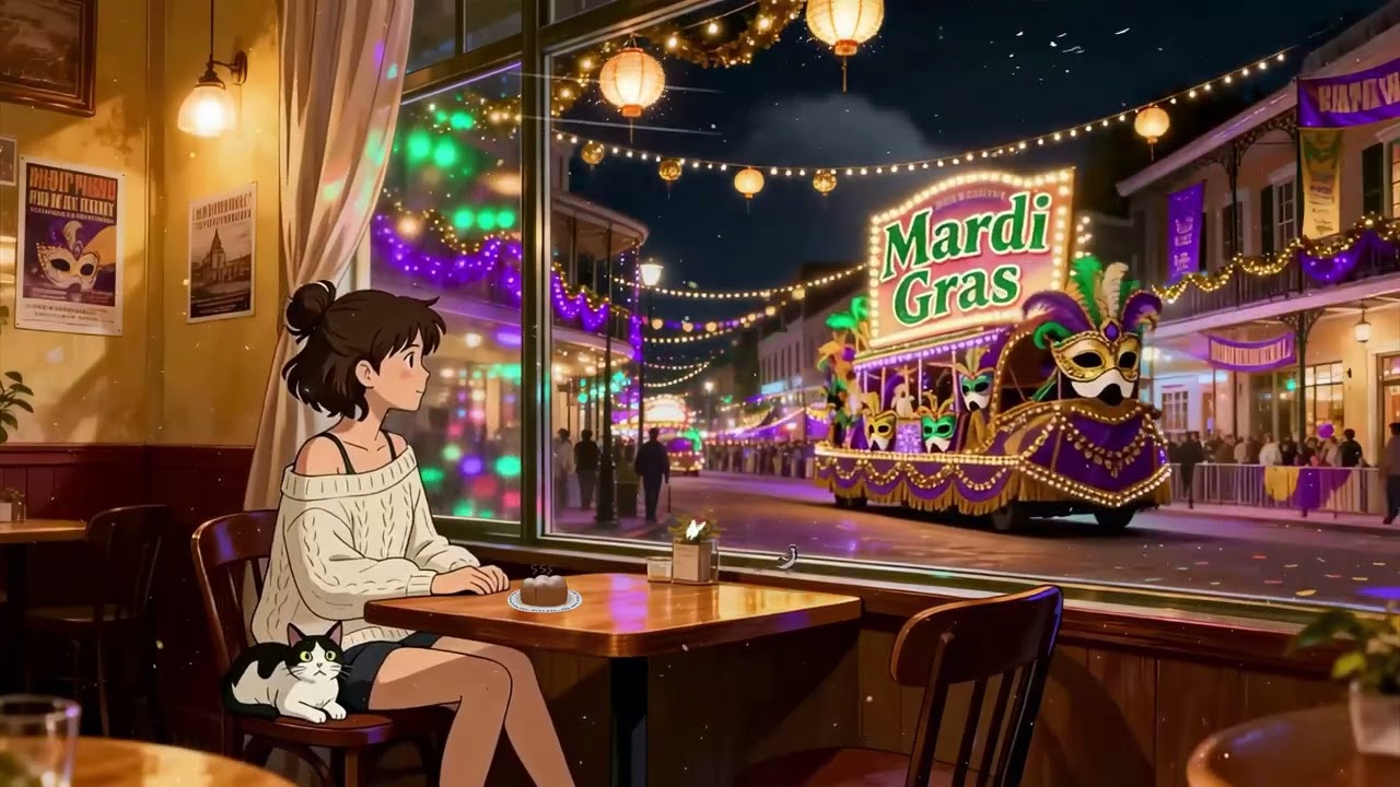 Cherry's Watching Mardi Gras 🎭 Relaxing Lofi Beats for Studying & Relaxing ✨ New Orleans Vibes