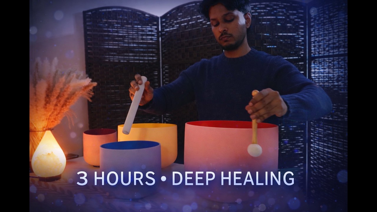 3 HOURS of Deep Sound Healing I Crystal Bowl Sound Bath for Sleep & Anxiety Relief