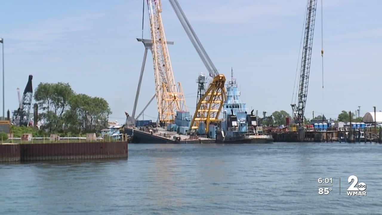 Salvage work continues on board the Dali and at Key Bridge wreckage site