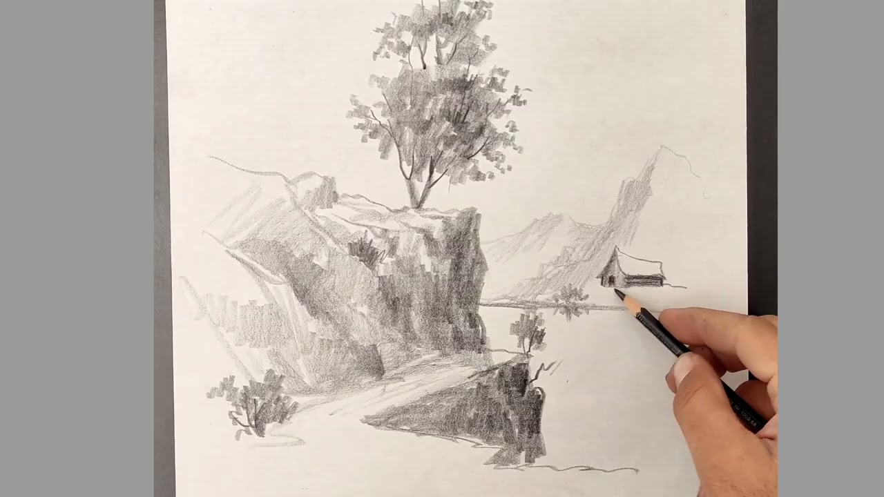 Enjoy drawing landscapes with pencil.😍 Draw beautiful landscapes with this method.