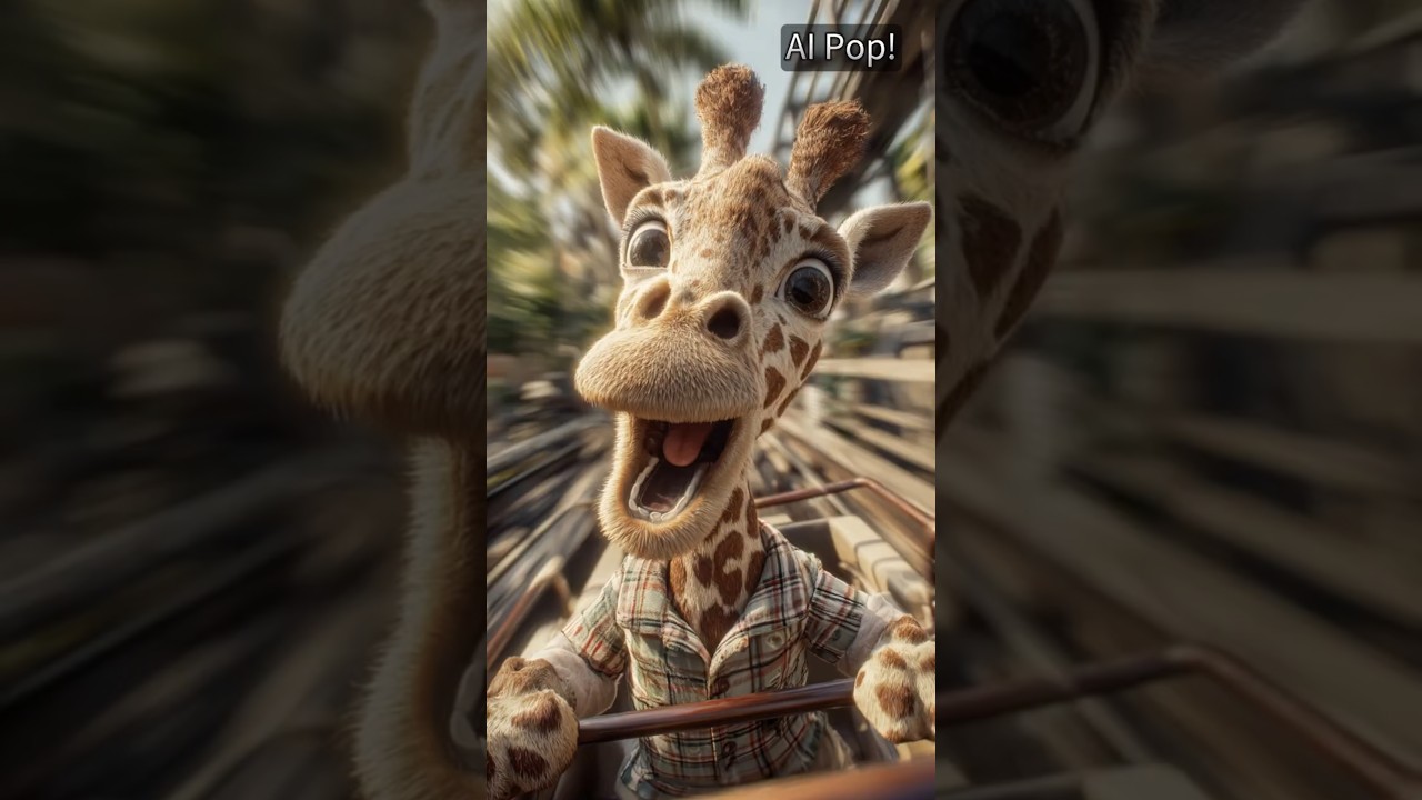 AI Pop! | Giraffe&rsquo;s First Rollercoaster Ride 🦒🎢 #AIPop #Shorts