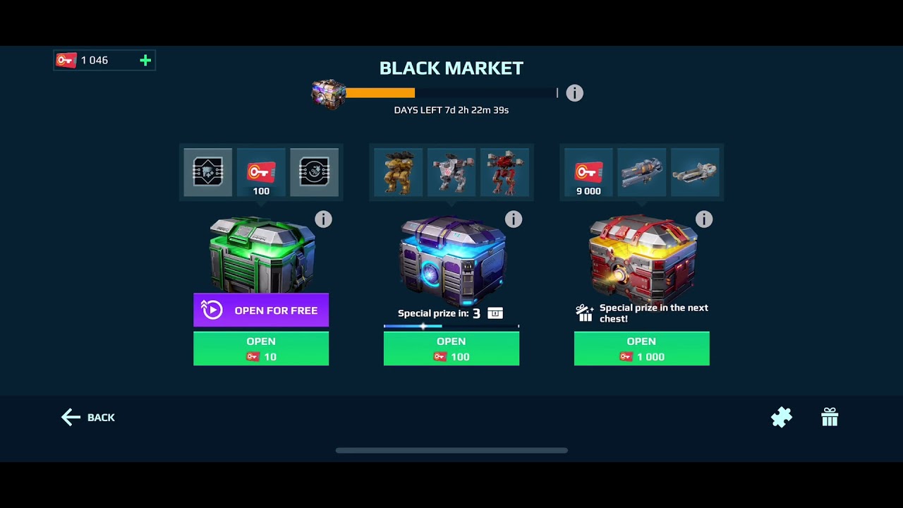 Opening a special prize in black market- gold chest