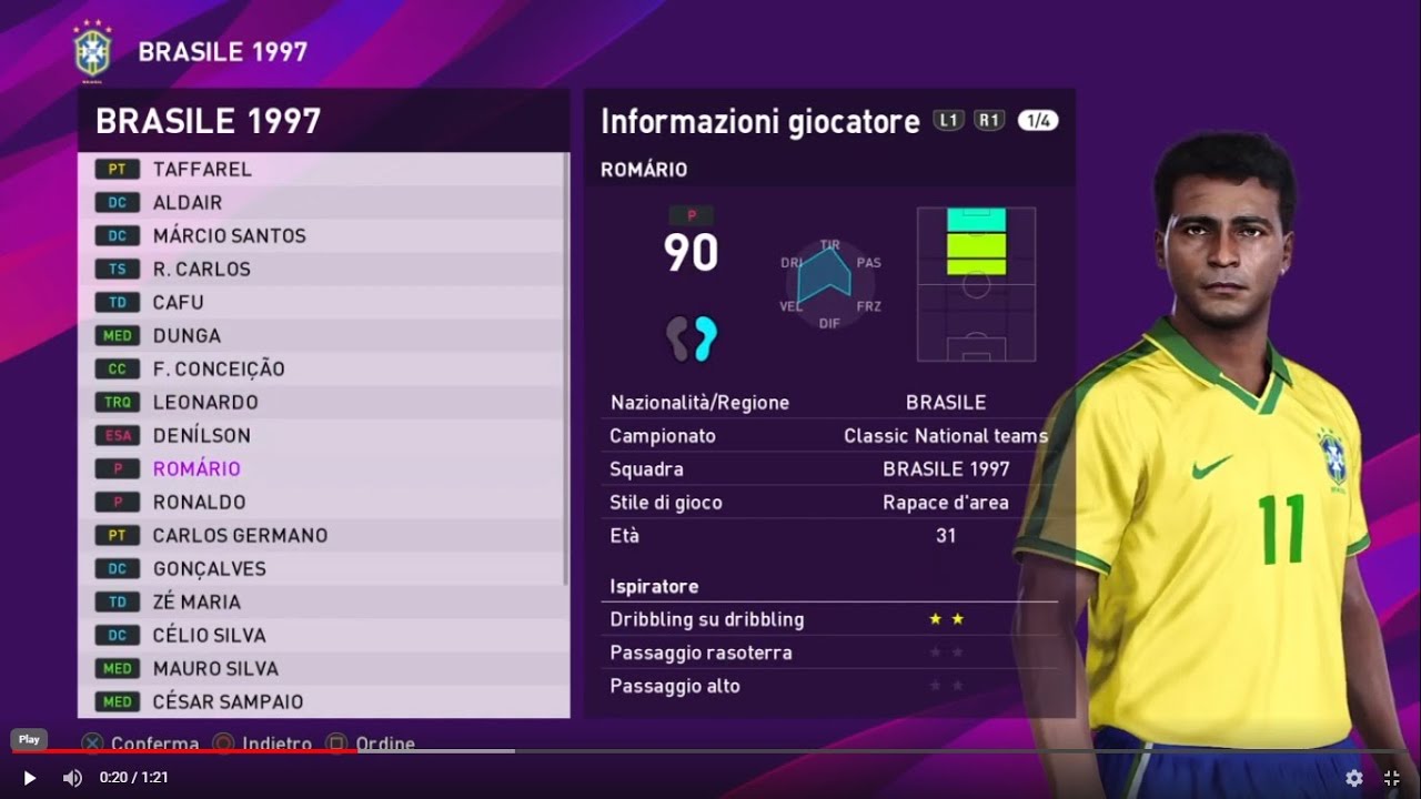 eFootball PES 2020: Brazil 1997 classic team (PS4)