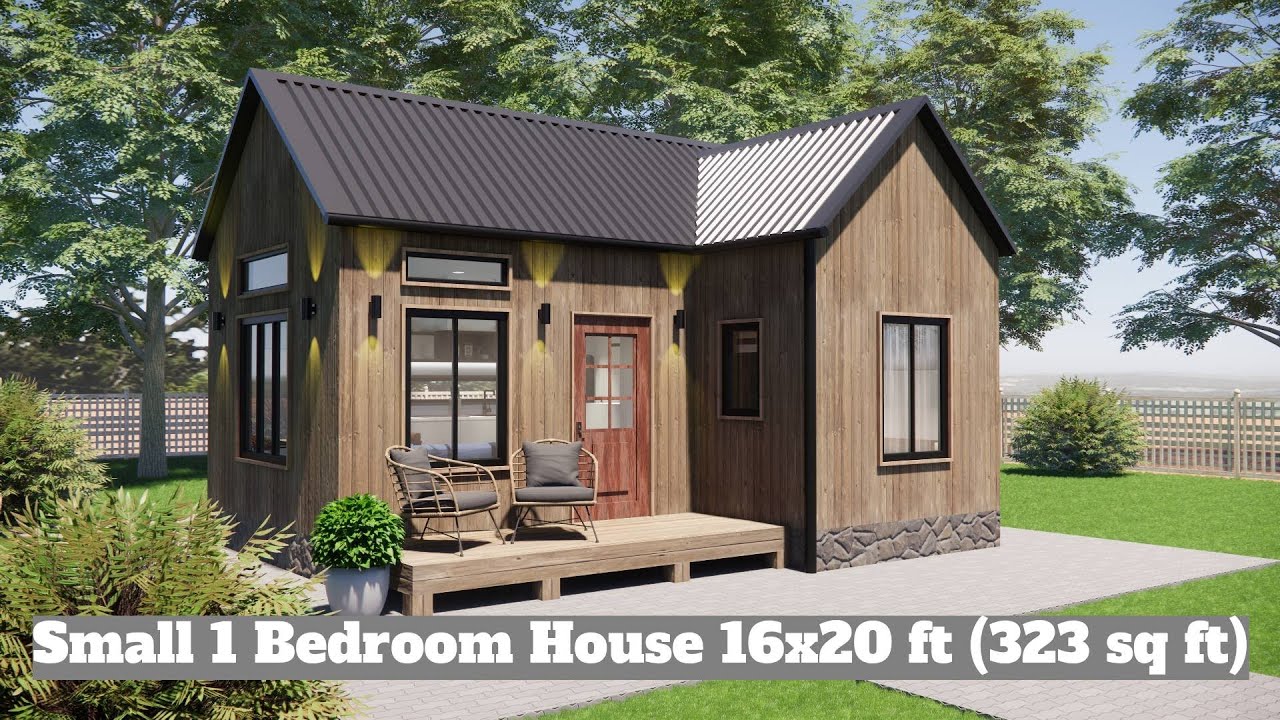 Small 1 Bedroom House 16x20 ft (323 sq ft) | Compact 5x6m Rustic Modern Cabin
