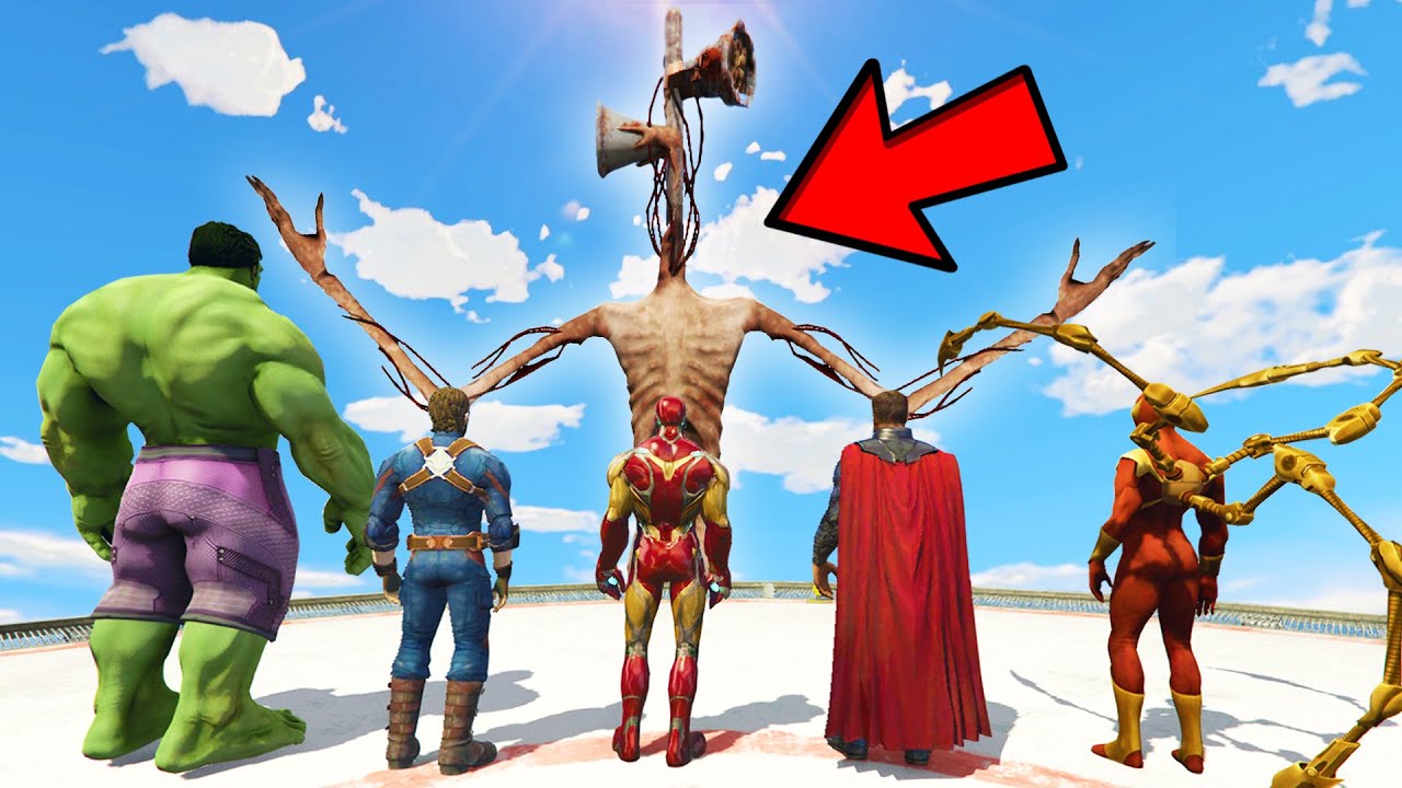 GTA 5: AVENGERS ARMY vs SIRENHEAD GOD ARMY in GTA V! (Part 2)