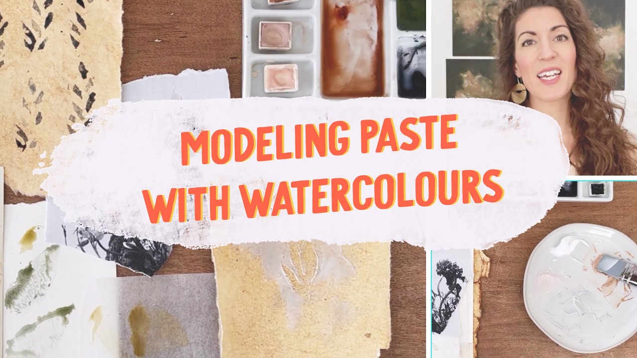 Modeling paste + watercolour technique for mixed-media