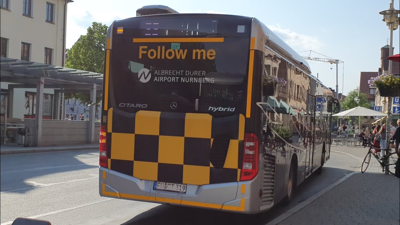 Buslinie 33 [Mercedes Hybrid CITARO] von FLUGHAFEN bis FÜRTH RATHAUS_4K