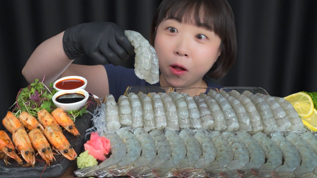 сырая креветка🦐Mukbang eating show