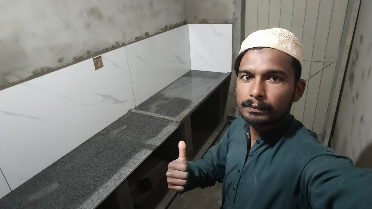 kitchen tile work complete الحمداللّٰه‎   full day routine# kitchen tile work# constructionwork vlog
